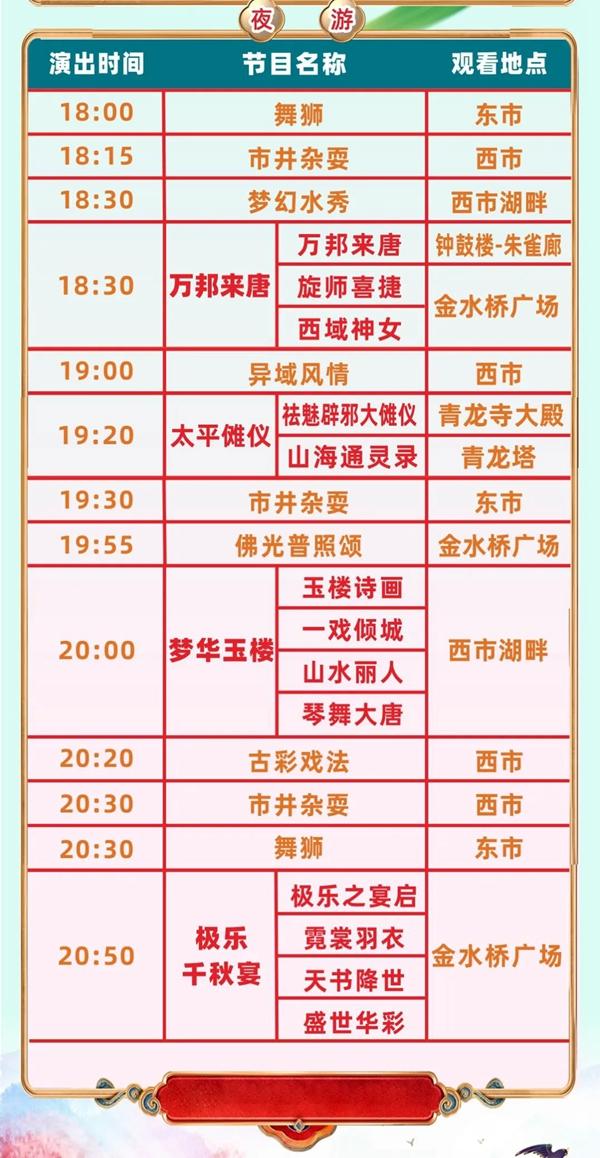 襄陽(yáng)唐城夜游節(jié)目單